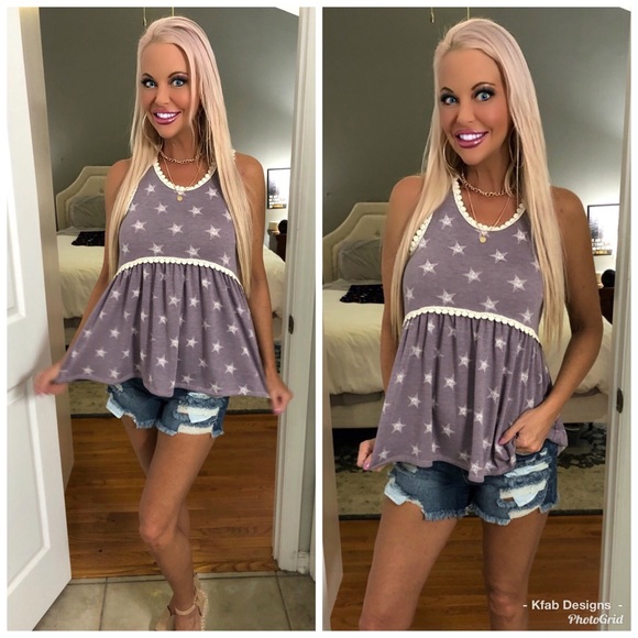 💗LAST 1! Star 🌟 Lavender Ruffle Bottom Tank! - Picture 6 of 7